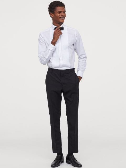 

H&M Men Black Skinny Fit Solid Regular Trousers
