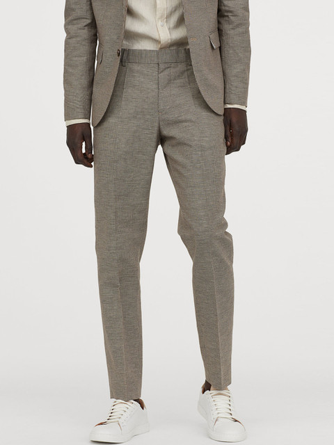 

H&M Men Linen Suit Trousers Slim Fit, Beige