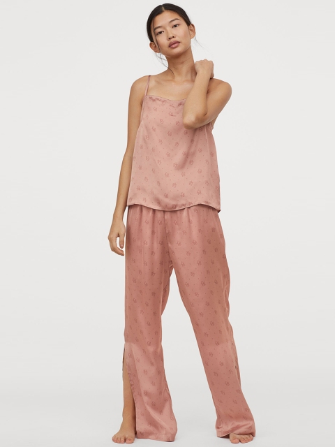 

H&M Women Pink Satin Pyjama Bottoms