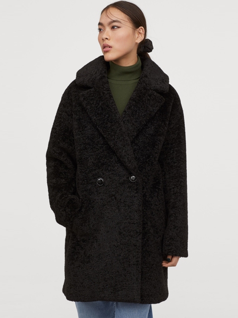 

H&M Women Black Faux Fur Jacket