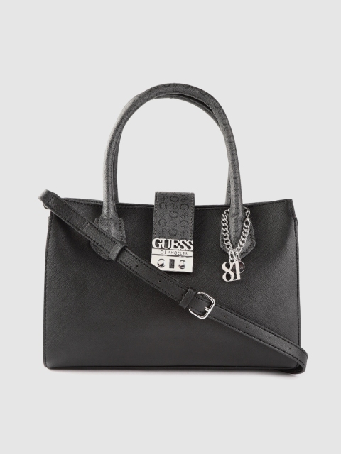 

GUESS Black Solid Handheld Bag with Detachable Tab