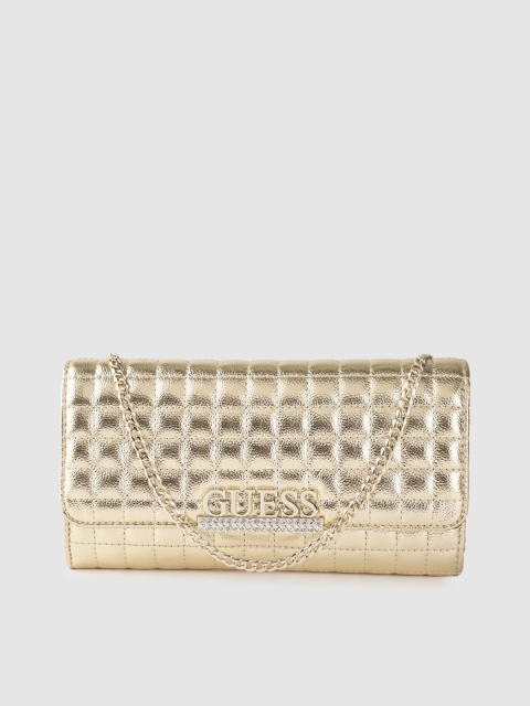 

GUESS Gold-Toned Solid Quilted Envelope Clutch