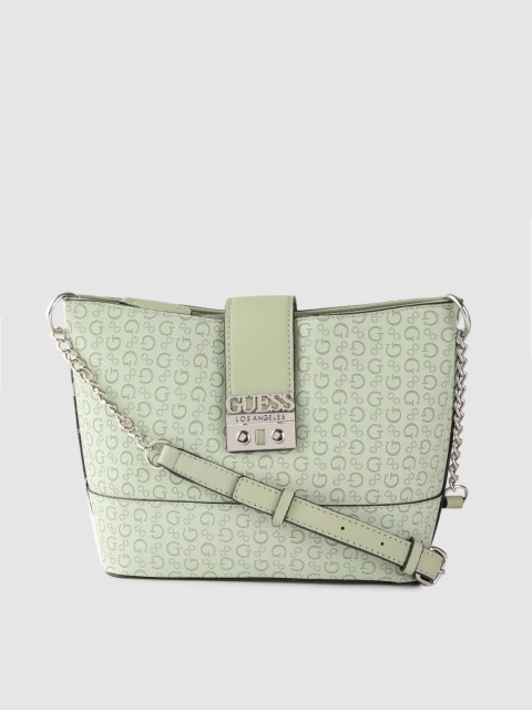 

GUESS Green Brand Logo Textured Sling Bag