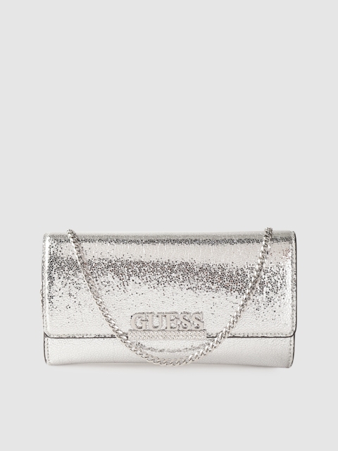 

GUESS Silver-Toned Solid Envelope Clutch