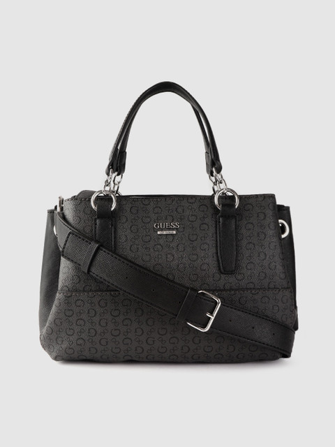 

GUESS Charcoal Grey & Black Printed Handheld Bag