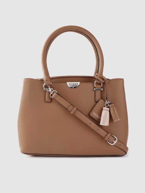 

GUESS Brown Solid Handheld Bag with Tasselled Detail