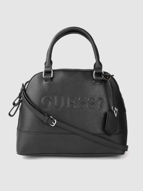 

GUESS Women Black Brand Logo Textured Handheld Bag