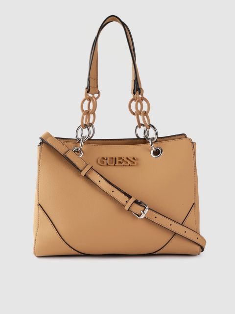 

GUESS Brown Solid Handheld Bag