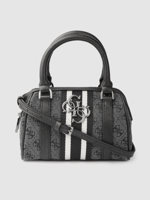 

GUESS Black & Charcoal Grey Self Design Handheld Bag