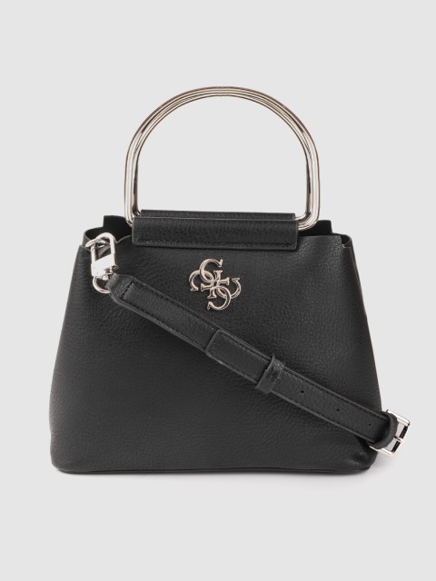 

GUESS Black Solid Handheld Bag with Detachable Sling Strap