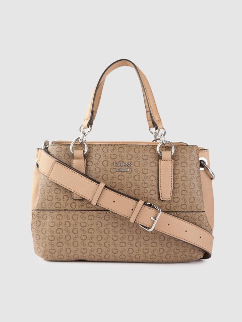 

GUESS Brown Brand Logo Printed Handheld Bag