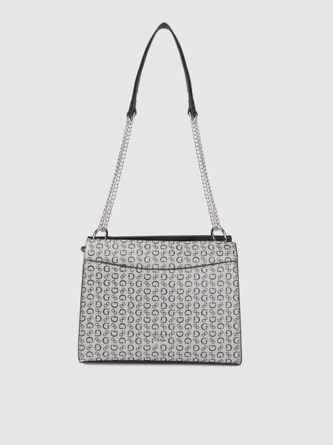 

GUESS Grey & Black Printed Shoulder Bag