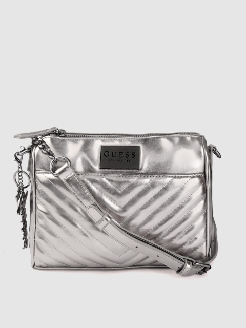 

GUESS Gunmetal-Toned Quilted Sling Bag, Metallic