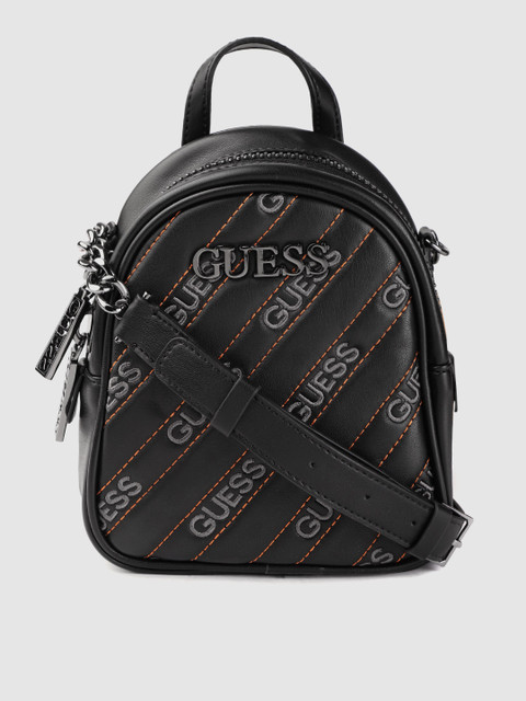 

GUESS Women Black Brand Logo Embroidered Sling Bag With Quilted Detail