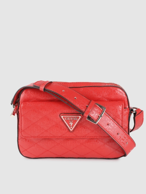

GUESS Red Brand Logo Textured Sling Bag