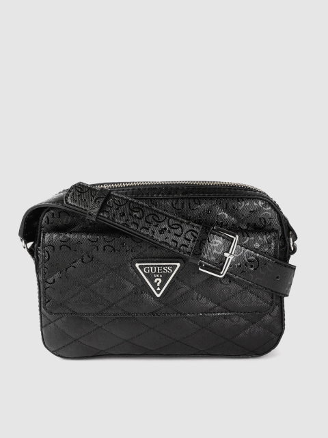 

GUESS Black Textured Quilted Sling Bag