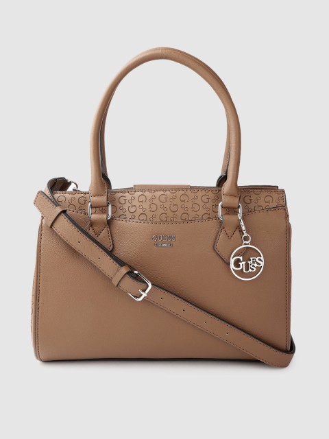 

GUESS Brown Solid Shoulder Bag with Detachable Sling Strap
