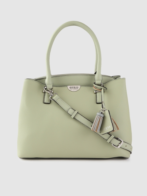 

GUESS Sage Green Solid Handheld Bag with Tasselled Detail