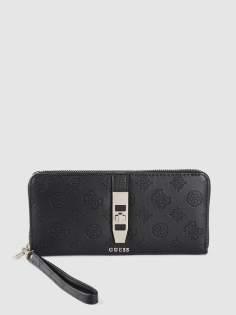 

GUESS Women Black Textured Zip Around Wallet