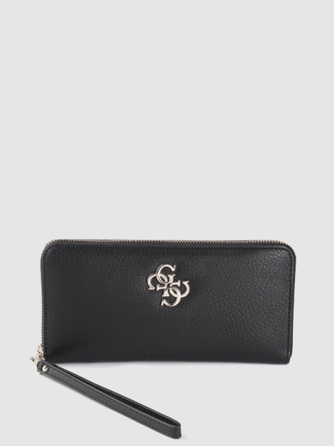 

GUESS Women Black Solid Zip Around Wallet
