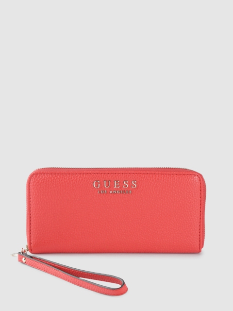 

GUESS Women Red Solid Zip Around Wallet with Wrist Loop