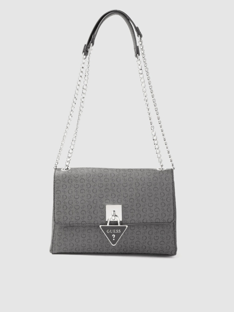 

GUESS Charcoal Grey Printed Shoulder Bag