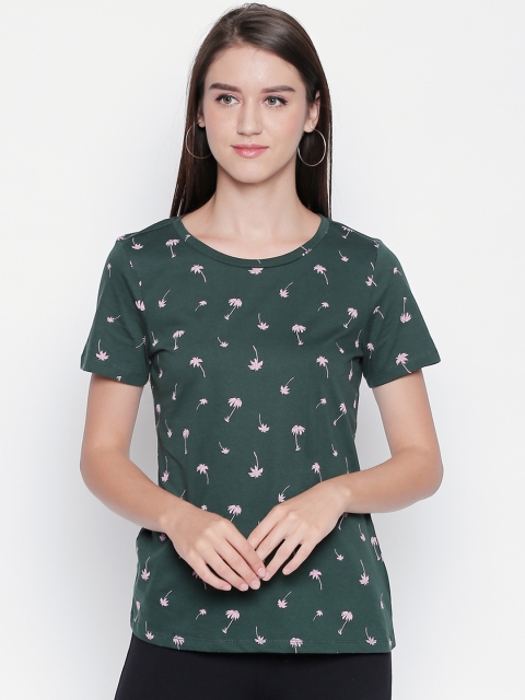 

Honey by Pantaloons Women Green Printed Round Neck T-shirt