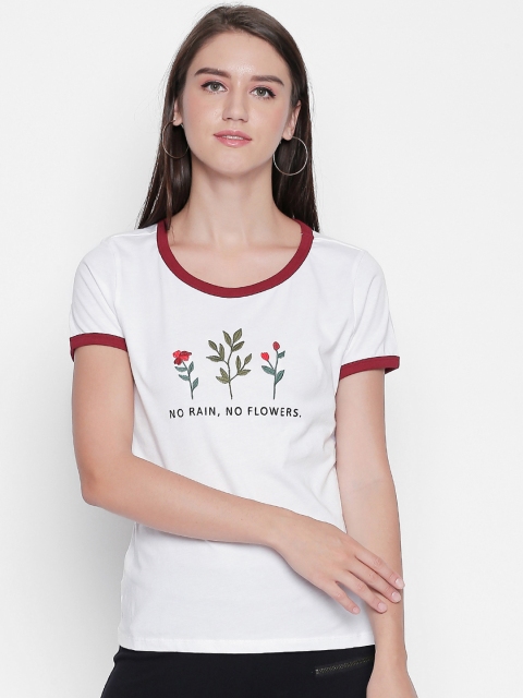 

Honey by Pantaloons Women White Printed Round Neck T-shirt