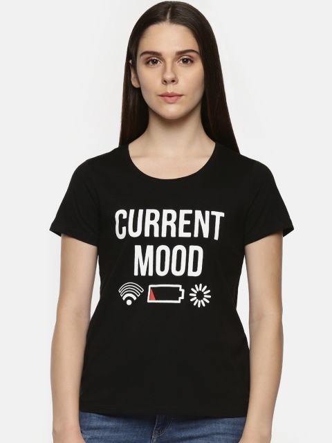 

Honey by Pantaloons Women Black Printed Round Neck T-shirt