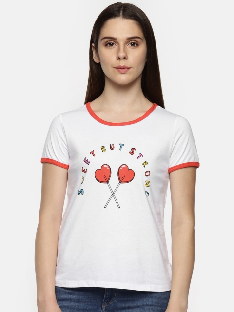 

Honey by Pantaloons Women White Printed Round Neck T-shirt