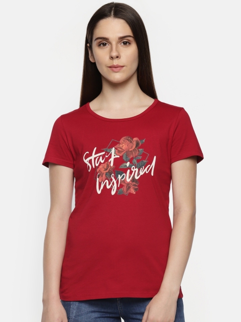 

Honey by Pantaloons Women Red Printed Round Neck T-shirt