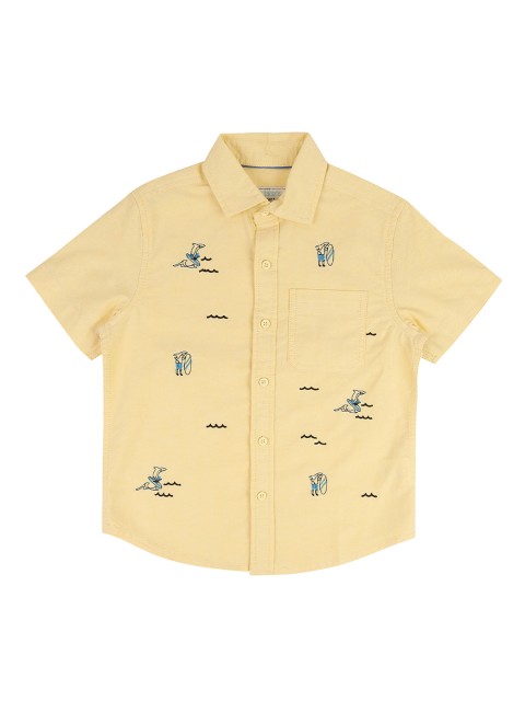 

Pantaloons Junior Boys Yellow Regular Fit Printed Casual Shirt