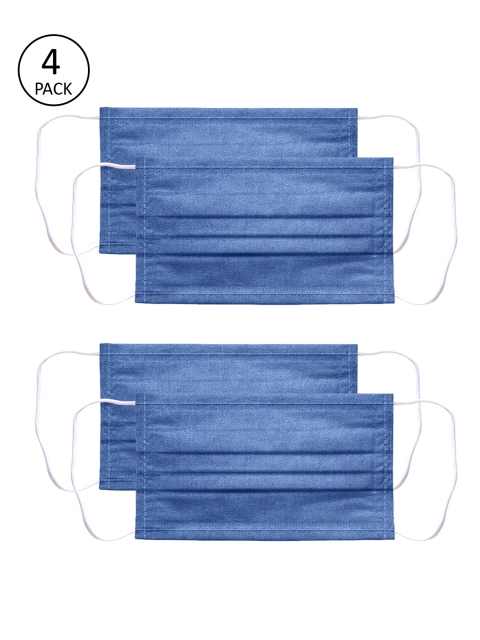 

Voylla Unisex Blue Solid 4 Pcs 2 Ply Reusable Outdoor Fabric Masks