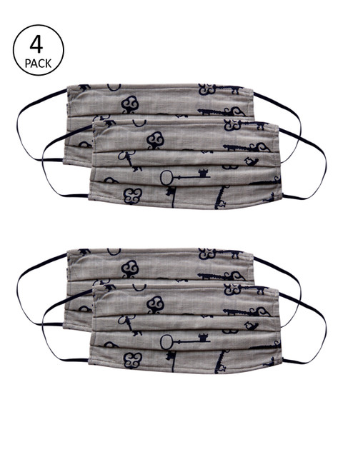 

Voylla Unisex Grey Printed 4 Pcs 2 Ply Reusable Outdoor Fabric Masks