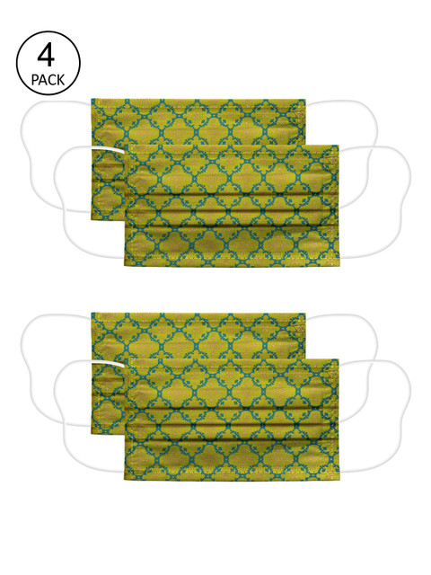 

Voylla Unisex Green Printed 4 Pcs 2 Ply Reusable Outdoor Fabric Masks
