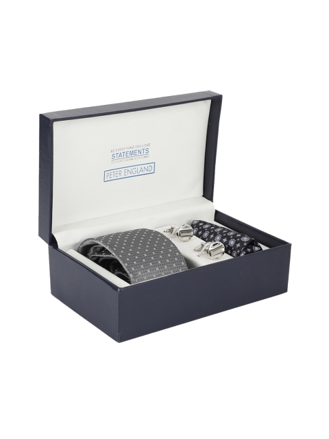 

Peter England Men Grey Patterned Accessory Gift Set