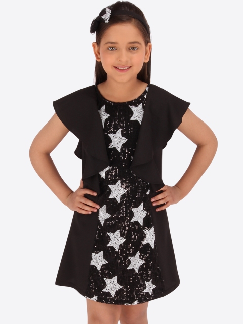 

CUTECUMBER Girls Black Printed Sheath Dress