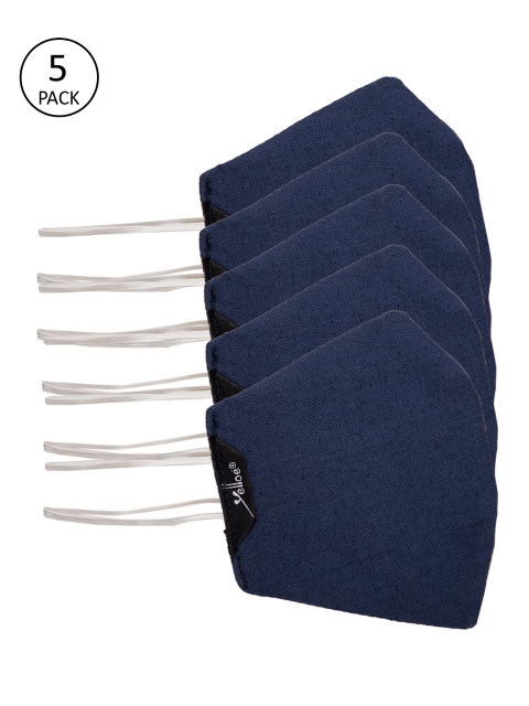 

yelloe Unisex Navy Blue 5 Pcs Solid 3-Ply Reusable Outdoor Fabric Masks