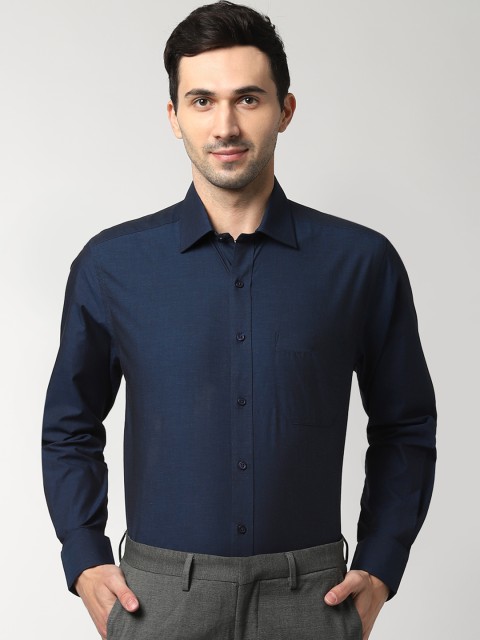 

Peter England Men Navy Blue Slim Fit Solid Formal Shirt