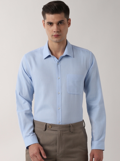 

Peter England Men Blue Slim Fit Self Design Formal Shirt