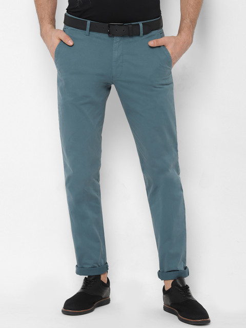 

SIMON CARTER LONDON Men Teal Slim Fit Solid Regular Trousers