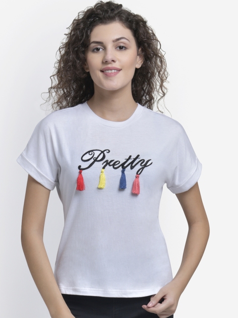 

Martini Women White Printed Round Neck T-shirt
