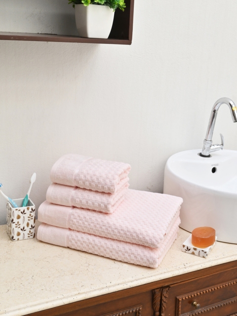 

Avira Home Unisex Set Of 4 Pink Solid Spa Classic 550 GSM Towels