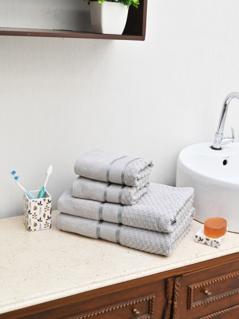 

Avira Home Unisex Set Of 4 Grey Solid 550 GSM Spa Classic Towels