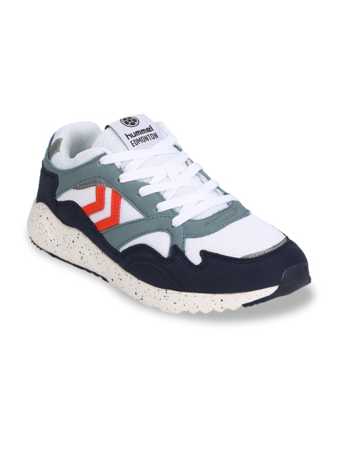 

hummel Unisex White & Navy Blue Edmonton Sneakers
