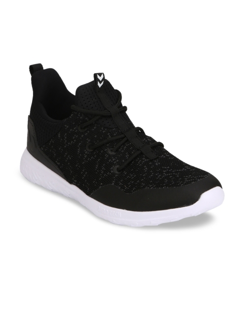 

hummel Unisex Black Woven Design Mesh Mid-Top Sneakers