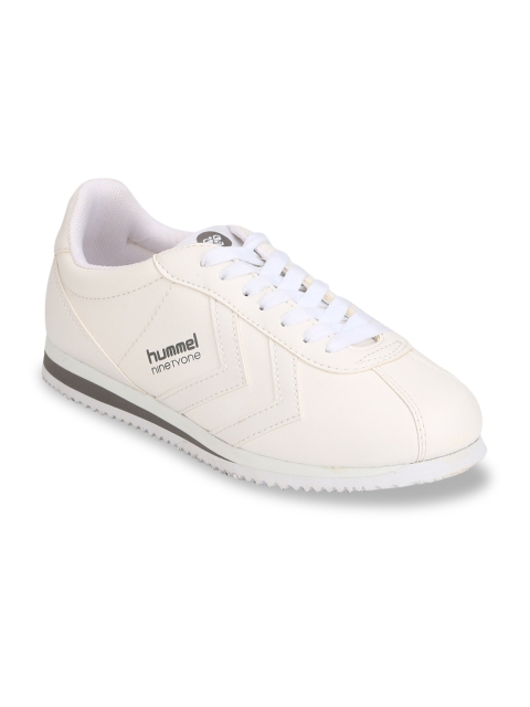 

hummel Unisex White & Pink Ninetyone Solid Sneakers