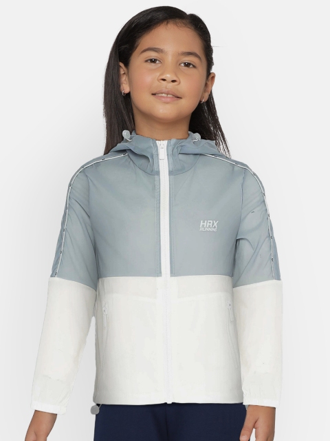 

HRX by Hrithik Roshan Girls Dove Grey Solid Antimicrobial, Rapid-Dry Active Jacket