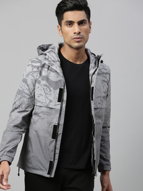 

HRX by Hrithik Roshan Men Grey Printed Rapid Dry Antimicrobial Outdoor Jacket