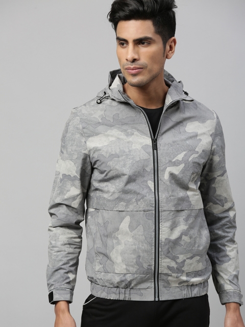 

HRX by Hrithik Roshan Men Grey Printed Rapid-Dry Antimicrobial Outdoor Jacket